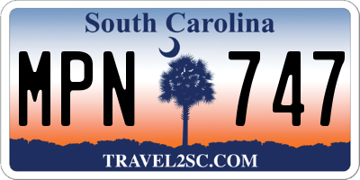 SC license plate MPN747