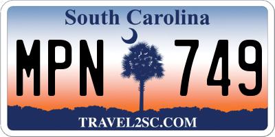 SC license plate MPN749