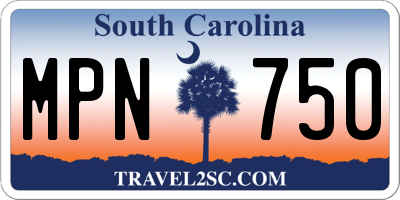SC license plate MPN750
