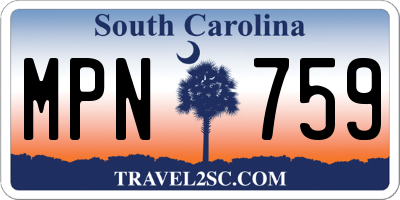 SC license plate MPN759