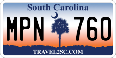 SC license plate MPN760