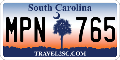 SC license plate MPN765