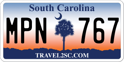 SC license plate MPN767