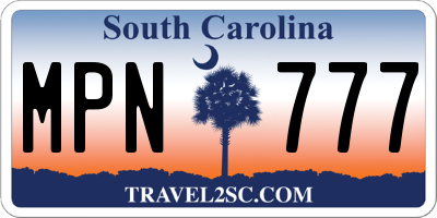 SC license plate MPN777
