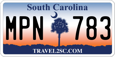 SC license plate MPN783