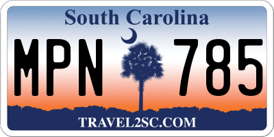 SC license plate MPN785