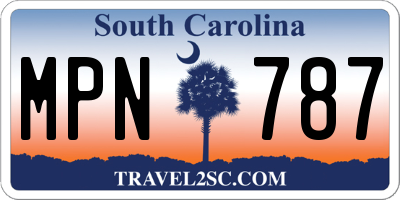 SC license plate MPN787