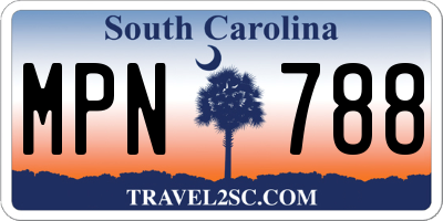 SC license plate MPN788