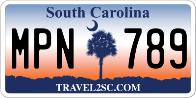 SC license plate MPN789