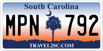 SC license plate MPN792