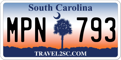 SC license plate MPN793