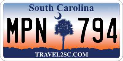 SC license plate MPN794