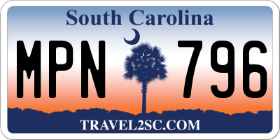 SC license plate MPN796