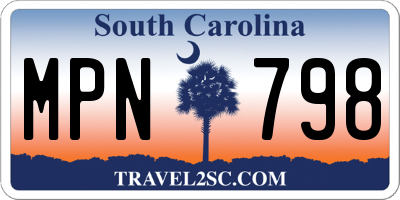 SC license plate MPN798