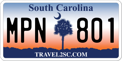 SC license plate MPN801