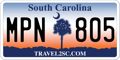 SC license plate MPN805