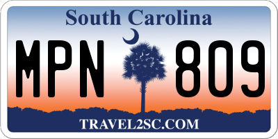 SC license plate MPN809