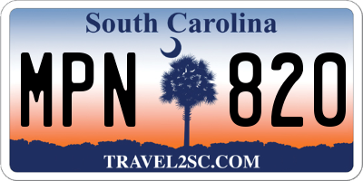 SC license plate MPN820