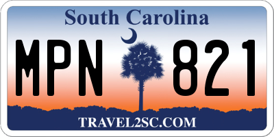 SC license plate MPN821
