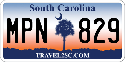 SC license plate MPN829