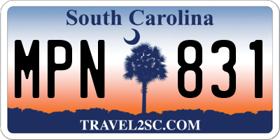 SC license plate MPN831