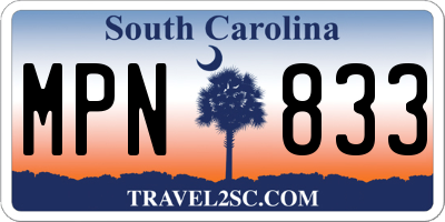 SC license plate MPN833