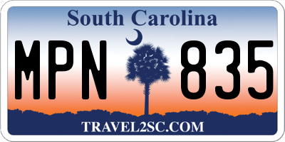 SC license plate MPN835