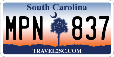 SC license plate MPN837