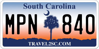 SC license plate MPN840