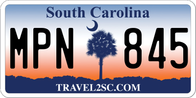 SC license plate MPN845