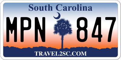 SC license plate MPN847