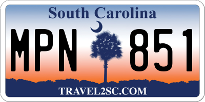 SC license plate MPN851