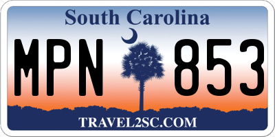SC license plate MPN853