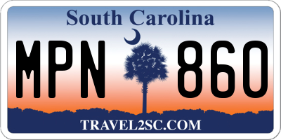 SC license plate MPN860