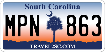 SC license plate MPN863