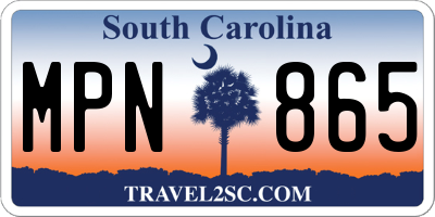 SC license plate MPN865