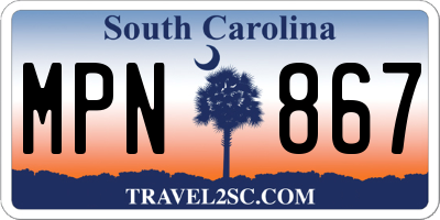 SC license plate MPN867