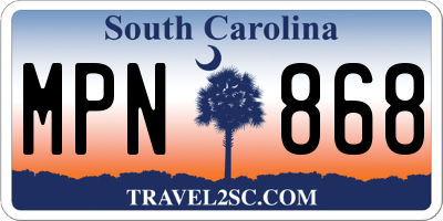SC license plate MPN868