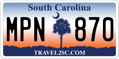 SC license plate MPN870