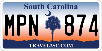 SC license plate MPN874