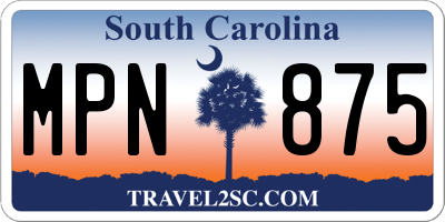 SC license plate MPN875