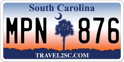 SC license plate MPN876