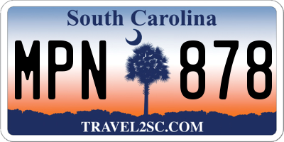 SC license plate MPN878