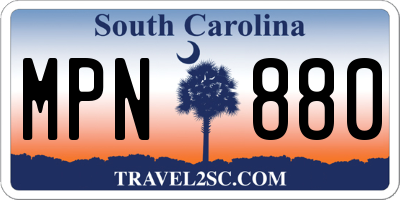 SC license plate MPN880