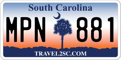 SC license plate MPN881