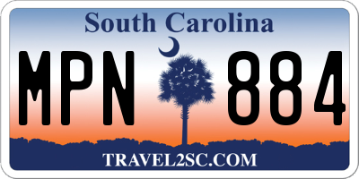 SC license plate MPN884