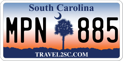 SC license plate MPN885