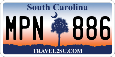 SC license plate MPN886