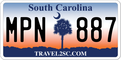 SC license plate MPN887