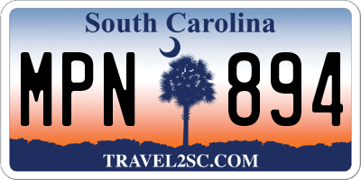 SC license plate MPN894